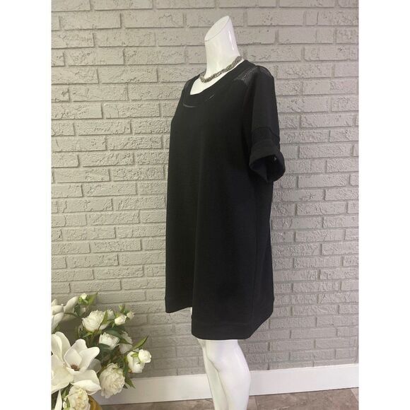 Serena Williams Black Waffle Knit / Mesh Shirt Dress Size 1X - Picture 3 of 8